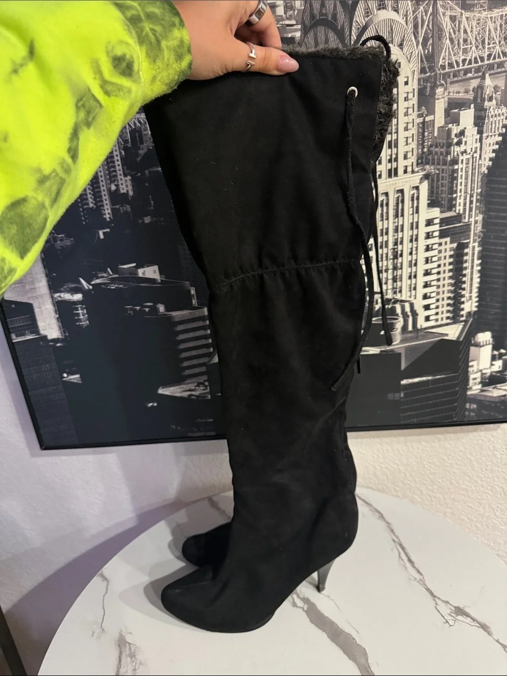 Black Over-the-Knee Stiletto Boots